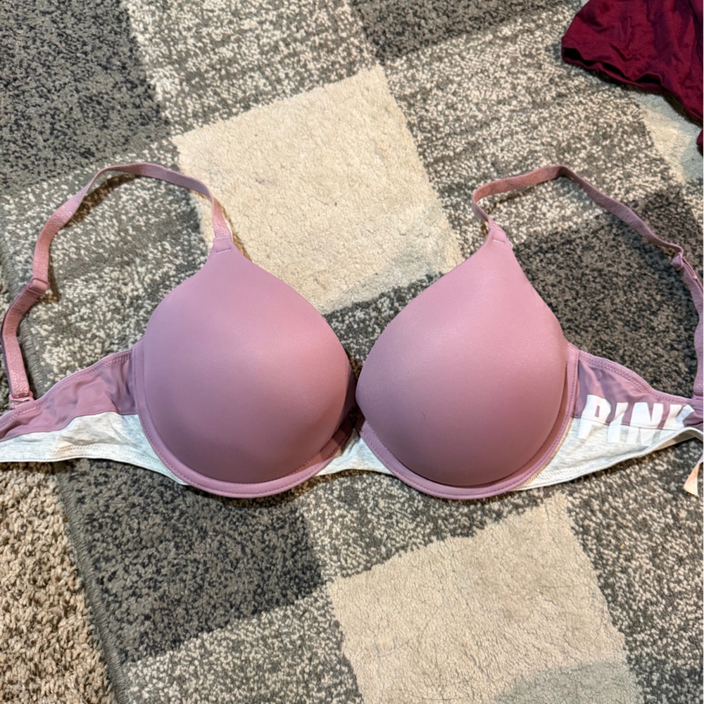 PINK Victoria's Secret Mauve and White Bra